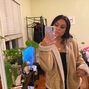 Vintage faux Sherpa lined fuzzy coat